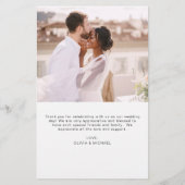 バジェット結婚のミニマル写真サンキューカード (裏面)