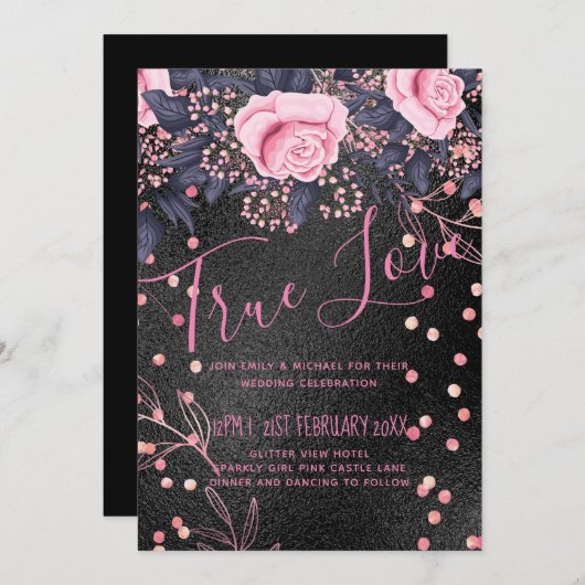 バジェット結婚のメタリックルックロセゴルドピンクフローラ (正面/裏面)