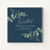 バジェット結婚のユーカリのラスティックブルーゲストブック ノートブック (裏面)