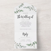 バジェット結婚のユーカリプタス植物学招待状+ rsvp オールインワン招待状 (内側)