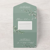 バジェット結婚のユーカリプタス植物学招待状+ rsvp オールインワン招待状 (外側)