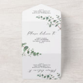 バジェット結婚のユーカリプタス植物学招待状+ rsvp オールインワン招待状 (外側)