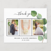 バジェット結婚のユーカリ写真サンキューカード (正面)