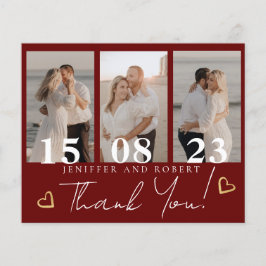 バジェット結婚の写真コラージュサンキューカードフライヤー チラシ