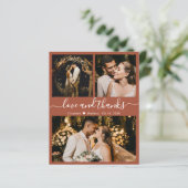 バジェット結婚の写真テラコッタサンキューカード (スタンド正面)