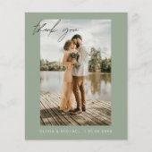 バジェット結婚の感謝Sageグリーンフォトカード (正面)