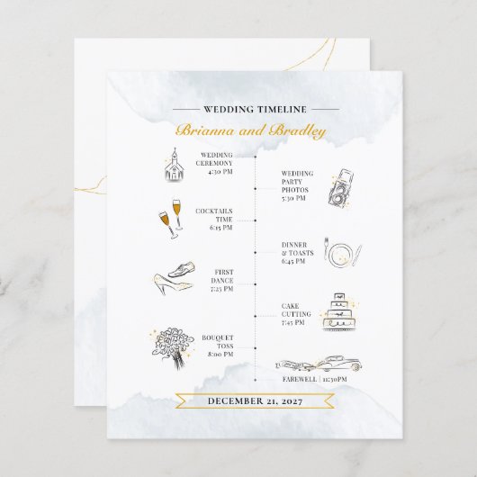 バジェット結婚の旅程のウェルカムウォーターカラー (正面/裏面)