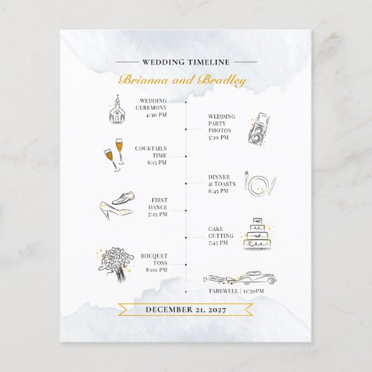 バジェット結婚の旅程のウェルカムウォーターカラー (正面)