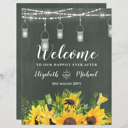 バジェット結婚の歓迎サインひまわり黒板 (正面/裏面)