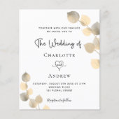 バジェット結婚の黄金のユーカリの招待状 (正面)