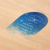 バジェット結婚アクリルの星空 アクリル招待状 (レイダウン)