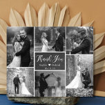 バジェット結婚シャルボードコラージュサンキューカード<br><div class="desc">バジェットモダン、素朴Chalkboard Hand Lettered Script Black and White 6数々の Photo Collage's Thank you Photo Cards Cheap.6スタイリッシュ枚の写真を前面に、1枚の写真を背面に白黒フィルターを使用したサンキューカードテンプレート。文字「あなた」感謝していとダーク渦巻形のグレーまたはブラックカラーの黒板/黒板の背景に白の手書き書きスクリプトフォントで。自分の名前とメッセージ感謝していを自分の名前に合わせる。ノートもしを手書きしたい場合は、サンプル文字を削除して宇宙を増やす。</div>