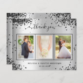 バジェット結婚ズのシルバーブラック写真サンキューカード (正面/裏面)