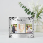 バジェット結婚ズのシルバーブラック写真サンキューカード (スタンド正面)