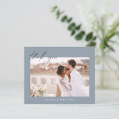 バジェット結婚ズの埃っぽい青い写真サンキューカード (スタンド正面)