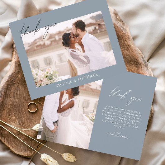 バジェット結婚ズの埃っぽい青い写真サンキューカード