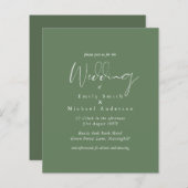 バジェット結婚ズカラーズグリーンセージオリーブ招待状 (正面/裏面)