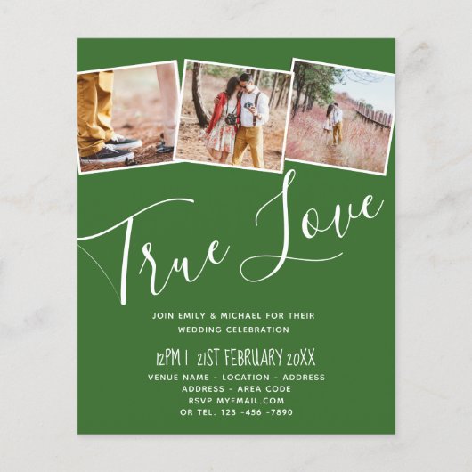 バジェット結婚ズカラーズグリーンセージオリーブ招待状 (正面)