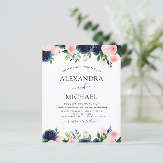 バジェット結婚ズネイビーブルー赤面ピンクフローラ (スタンド正面)