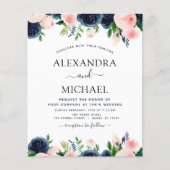 バジェット結婚ズネイビーブルー赤面ピンクフローラ (正面)