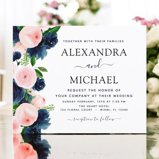 バジェット結婚ズネイビーブルー赤面ピンクフローラ