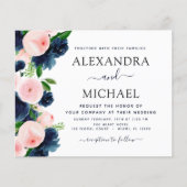 バジェット結婚ズネイビーブルー赤面ピンクフローラ (正面)