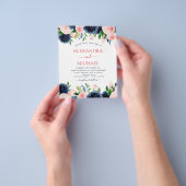 バジェット結婚ズネイビーブルー赤面ピンクフローラ チラシ (手)