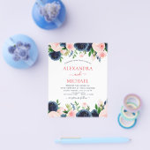 バジェット結婚ズネイビーブルー赤面ピンクフローラ チラシ (シングル)