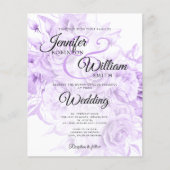 バジェット結婚ズブラック&パープルフローラ招待状 チラシ (正面)