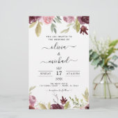バジェット結婚ズブルガンディーピンクフローラ招待状 (スタンド正面)