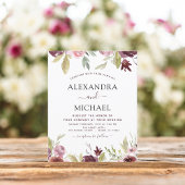 バジェット結婚ズブルガンディーピンクフローラ招待状