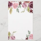 バジェット結婚ズブルガンディーピンクフローラ招待状 (裏面)