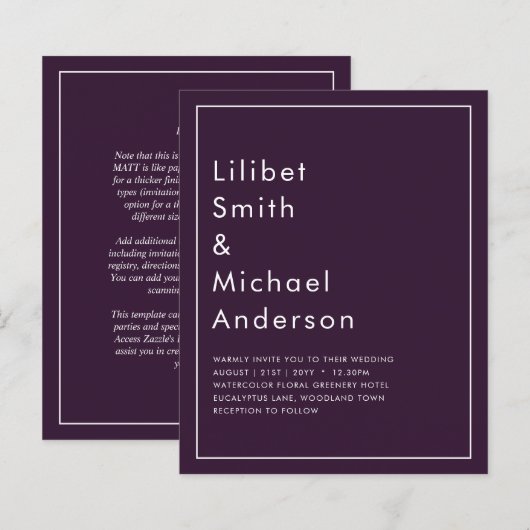 バジェット結婚ズプラムパープルモノクロシンプル (正面/裏面)