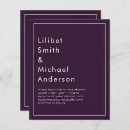 バジェット結婚ズプラムパープルモノクロシンプル