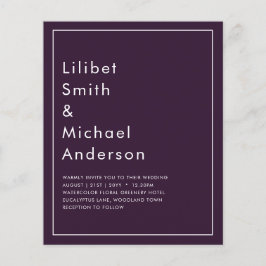 バジェット結婚ズプラムパープルモノクロシンプル チラシ