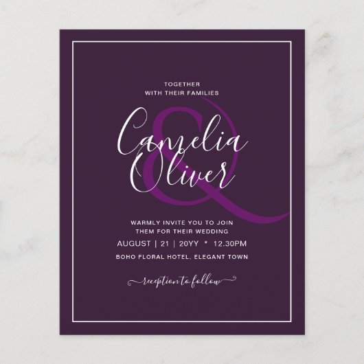 バジェット結婚ズプラムパープルモノクロシンプル チラシ (正面)