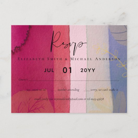 バジェット結婚ズベリーレッドパープルウォーター色 ポストカード (正面)