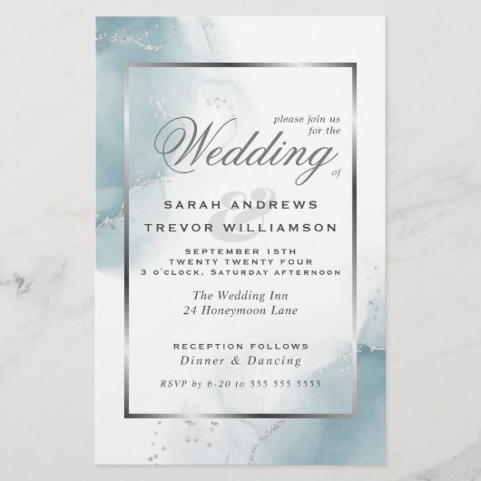 バジェット結婚ズライトティール(緑がかった色)ブルーシルバー抽象芸術 (正面)