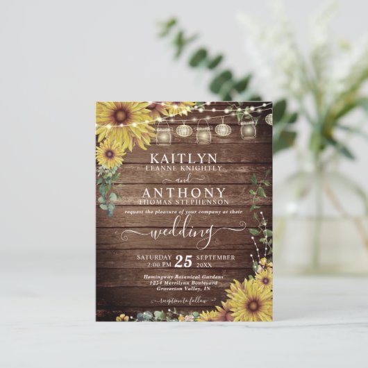 バジェット結婚ズ素朴ウッドひまわりライトジャー (スタンド正面)