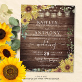 バジェット結婚ズ素朴ウッドひまわりライトジャー