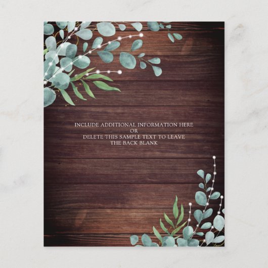 バジェット結婚ズ素朴ウッドライトグリーン招待状 (裏面)