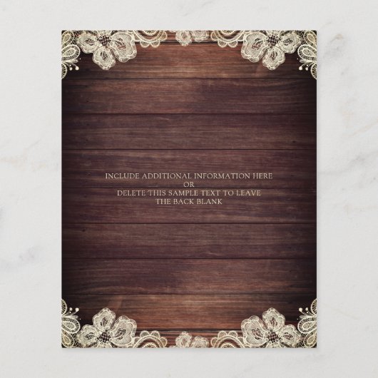 バジェット結婚ズ素朴ウッドライトレース招待状 (裏面)