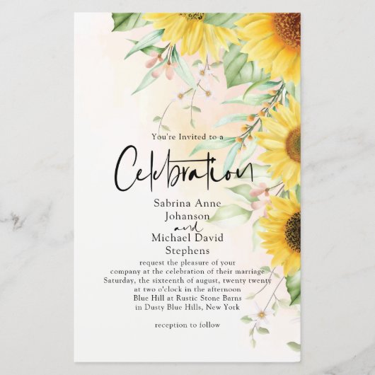 バジェット結婚ズ素朴ゴールデンイエローサンフラワー (正面)