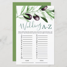 バジェット結婚ズA-Zオリーブブライダルシャワーゲーム