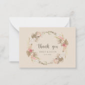 バジェット結婚ズBohoフローラリース感謝していユーザ ノートカード (正面)