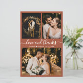 バジェット結婚テラコッタのコラージュサンキューカード (スタンド正面)