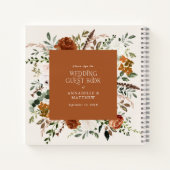 バジェット結婚テラコッタフローラのゲストブックラスティック ノートブック (裏面)
