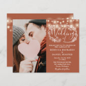 バジェット結婚テラコッタ詳細写真招待状 (正面/裏面)