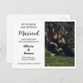 バジェット結婚ドッグの写真Save the Date Card ポストカード (正面/裏面)