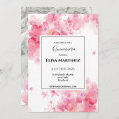 バジェット結婚ピンクのフローラロマンチックなキンセアニェラsa セーブザデート (正面/裏面)